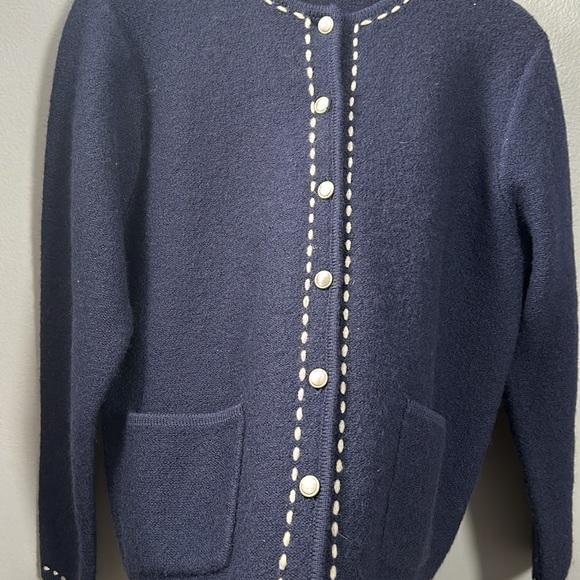 Karen Scott Light Navy Blue Tweed Style Cardigan size M sweater lady - Picture 10 of 16
